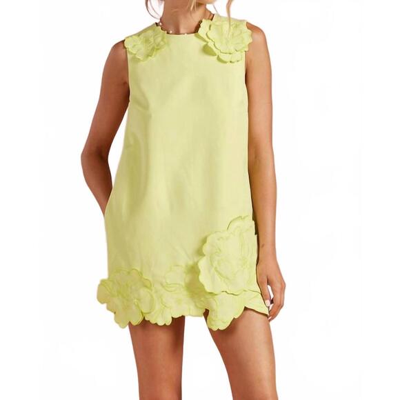 STRUT & BOLT Dresses & Skirts - NEW STRUT & BOLT 3d floral applique mini dress in chartreuse